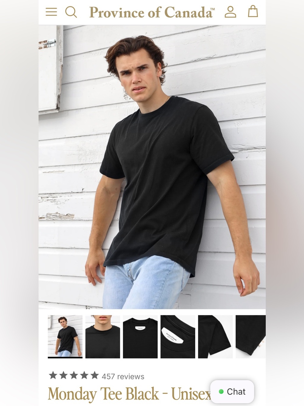 Province Of Canada Monday tshirt in Black Organic Cotton